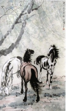 Xu Beihong Ju Peon Painting - Xu Beihong horses 2 old China ink